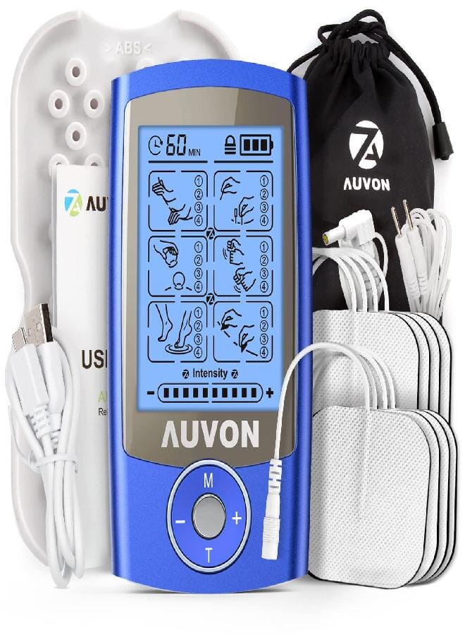 AUV0N AUVON Rechargeable TENS Unit Muscle Stimulator, 24 Modes 4th Gen TENS Machine with 8pcs 2"x2" Premium Electrode Pads for Pain Relief - Image 1